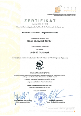 Säge PEFC-Zertifizierung
